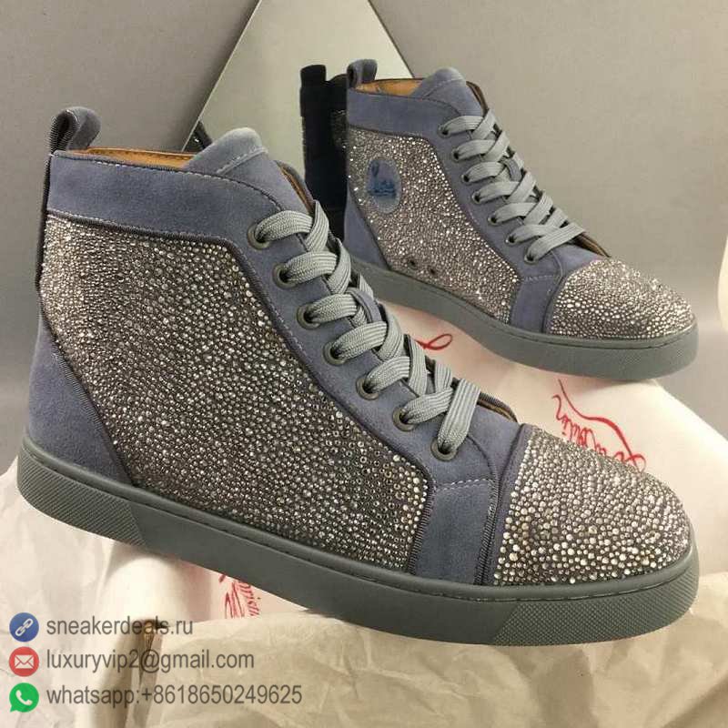 CHRISTIAN LOUBOUTIN CL UNISEX HIGH SNEAKERS GREY BLUE D8010330